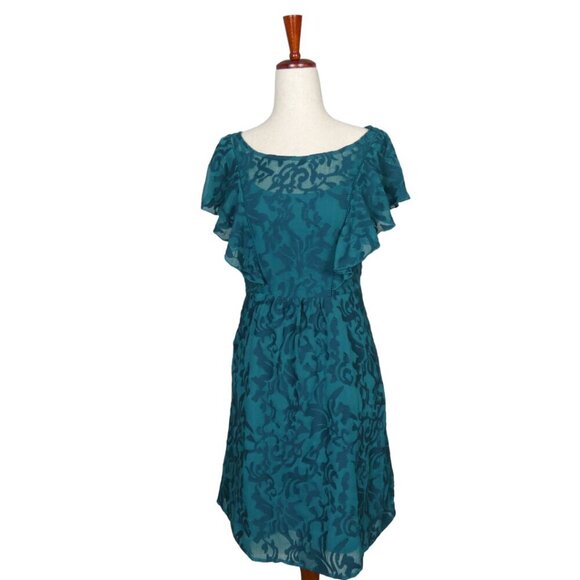 Anthropologie Moulinette Soeurs Flutter Sleeve Scrollwork Over Slip Dress #872 - Picture 5 of 6